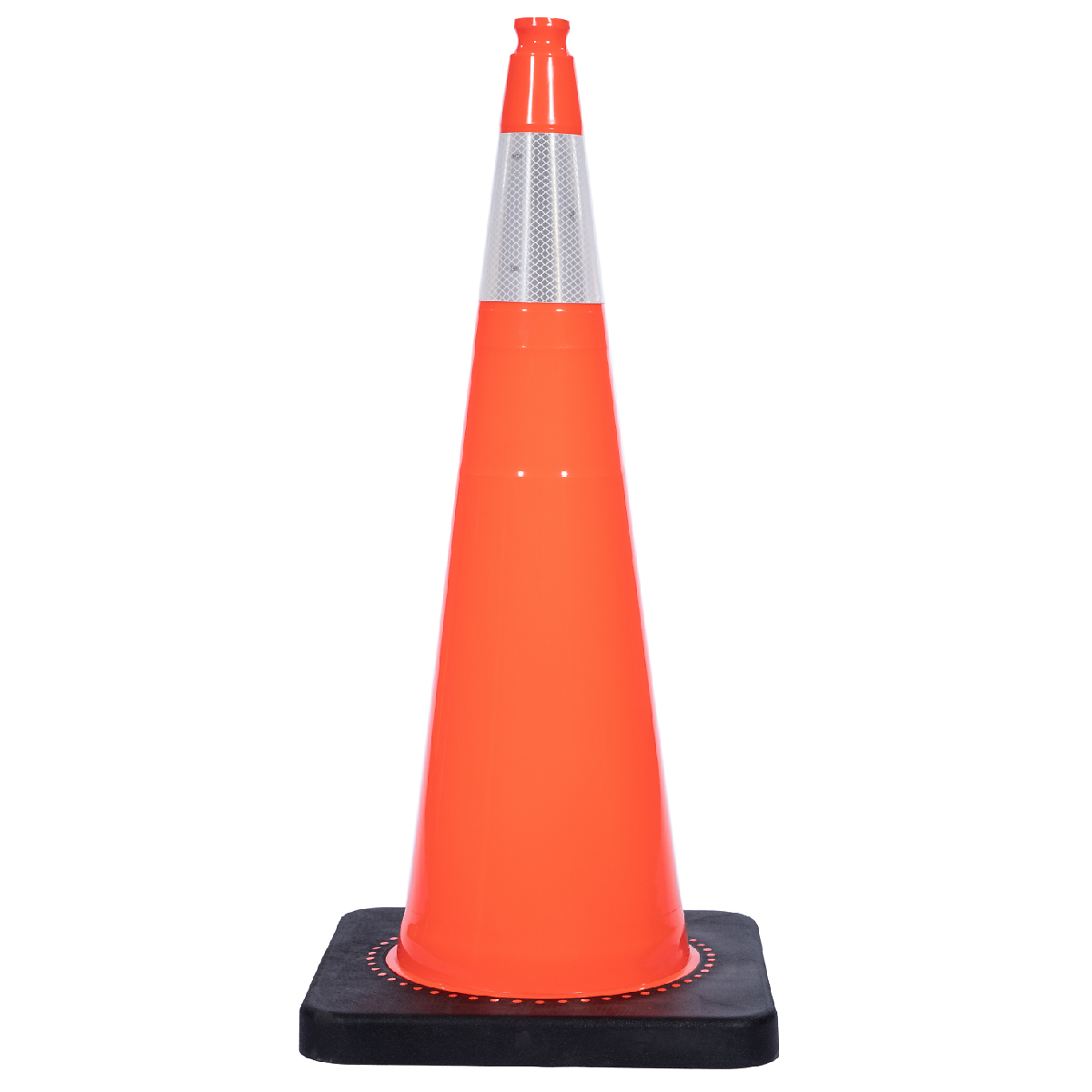 JBC REVOLUTION SERIES 36" Wide Body 15 Lb. Orange Traffic Cone With Black Base, Includes 6" Upper Reflective Collar, Model # RS90070CT+6